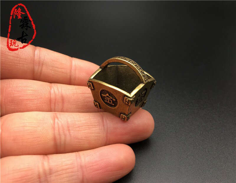 古玩雜項仿古純銅金銀滿鬥小擺件復古銅藝招財銅鬥古玩收藏小銅器