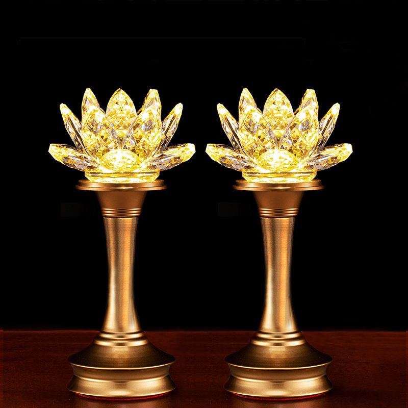 免運 開發票佛具 蓮花燈 供佛燈 長明燈 110v燈具 【七彩光設計】2024水晶蓮花燈佛電子蠟燭黃光蓮花燈家用插電佛燈佛前燈長明燈工廠直銷 全館八折 售後保障 z111 1