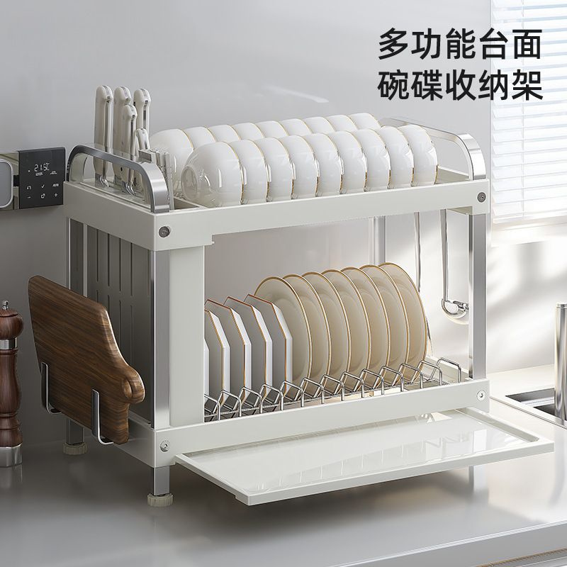 免運 最低價 碗盤櫥櫃 家用廚房瀝水臺面多功能碗碟收納架放碗盤不銹鋼置物架收納碗架S048快速出貨