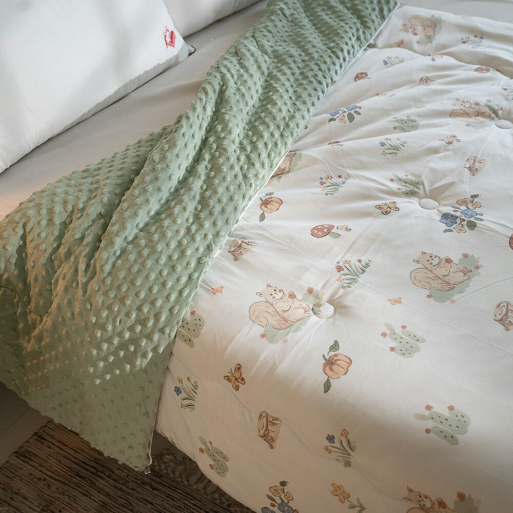 ins針織 點點被 松鼠花園 5X7尺  可單蓋 暖被 冬被 棉床本舖 媲美韓國棉被 3