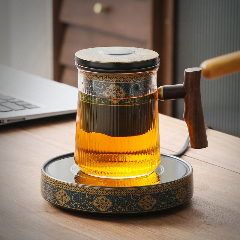 耐熱玻璃馬克杯茶杯茶水分離杯陶瓷辦公過濾茶杯大容量帶蓋泡茶杯