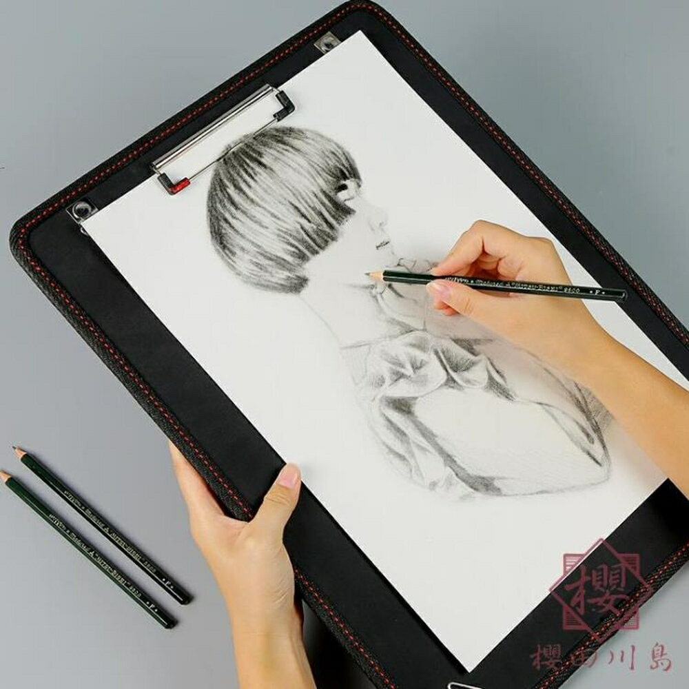 素描畫夾畫板8k4開速寫板帶兜畫袋可裝紙防水便攜後背【櫻田川島】