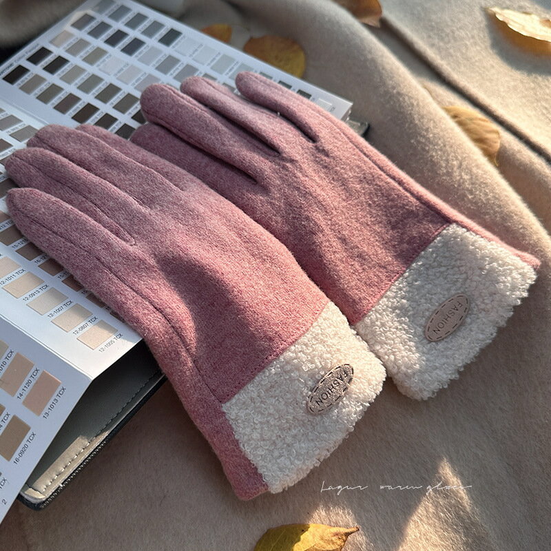 現貨+預購 羊毛手套觸控手套-保暖加絨毛球純色女配件4色74jw31【獨家進口】【米蘭精品】 3