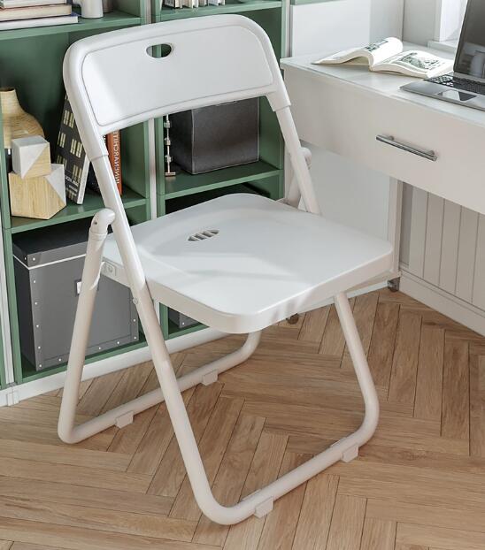 家用摺疊椅子便攜簡約塑料摺疊凳子靠背電腦辦公椅培訓椅戶外餐椅
