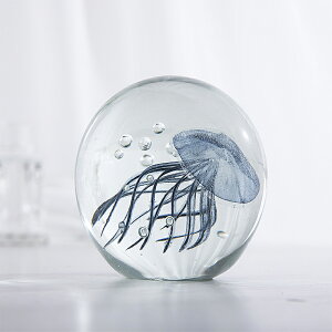 魚缸造景裝飾仿真夜光熒光水母擺件 海洋生物琉璃玻璃水母裝飾品