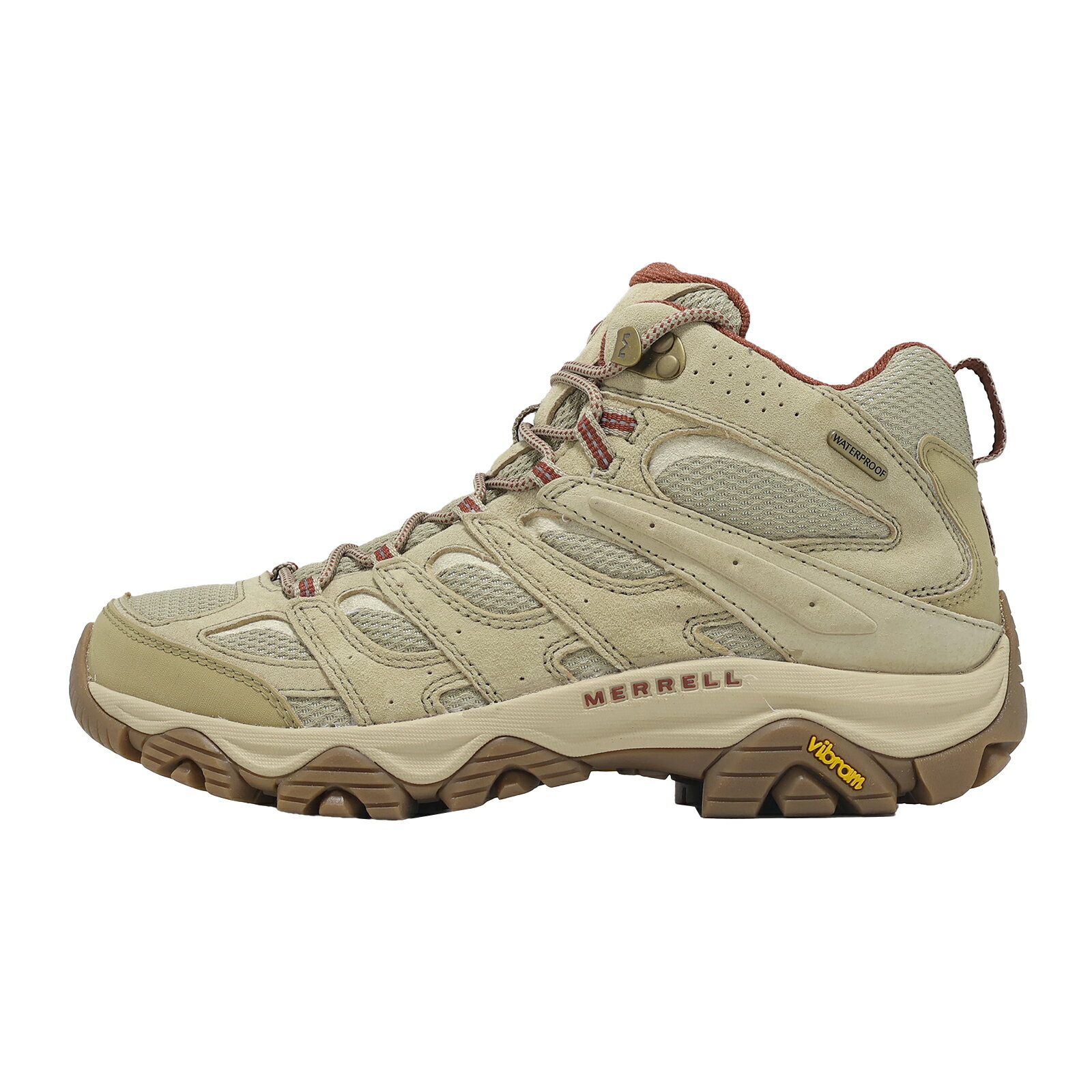Merrell 登山鞋 Moab 3 Mid WP 男鞋 米紅 防潑水 中筒 黃金大底 ML00003599