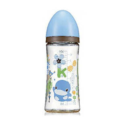 KU KU 酷咕鴨 歐風經典PES寬口奶瓶300ml (藍/紅)【悅兒園婦幼生活館】