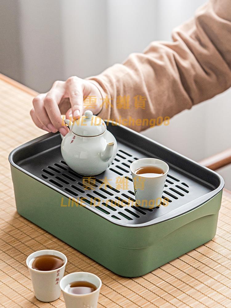 旅行茶盤車載茶臺茶具收納盒 辦公室小號幹泡臺戶外便攜茶盤一人用【雲木雜貨】