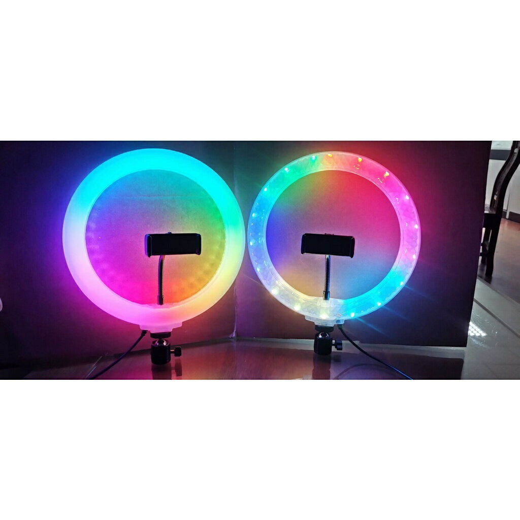 26釐米33釐米RGB補光燈水晶新款直播氛圍主播發絲攝影打光拍抖音神明少女彩色環形燈光 7
