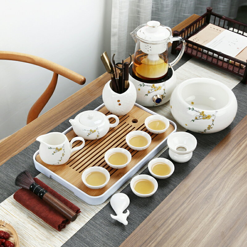 晟窯德化白瓷羊脂玉瓷茶具套裝家用整套功夫茶具現代簡約蓋碗茶壺