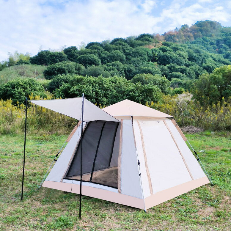 速開自動折疊帳篷戶外便攜式露營防曬通風碳纖維支撐桿沙灘遮陽棚