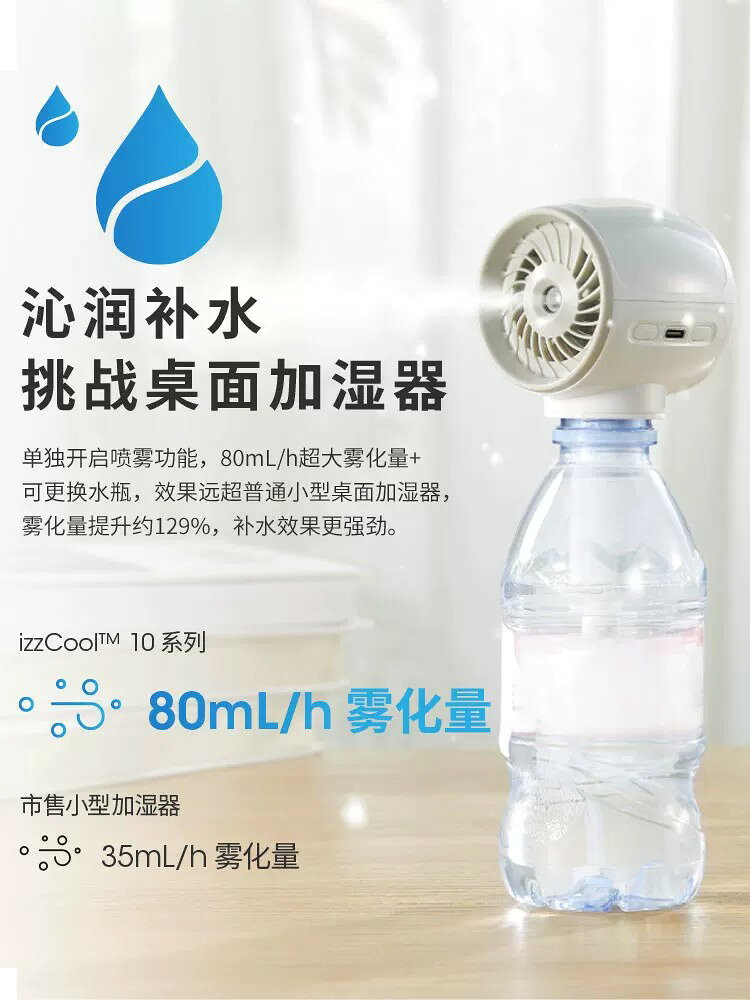 噴霧風扇NITECORE奈特科爾風扇izzcool10小型噴霧降溫加溼小風扇桌面手持空調扇行動式usb充電隨身風扇