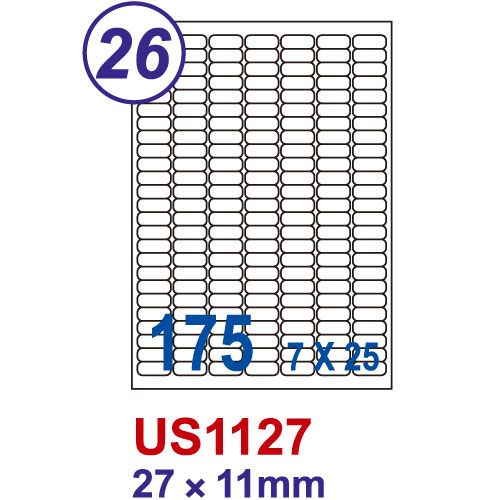 【Unistar . 電腦標籤】US1127 /175格21×11mm (100張/盒)