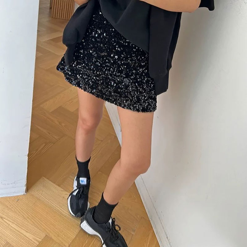 ANNAS 正韓 亮片 短裙 包臀裙 裙子 半身裙 窄裙 銀色 過年 新年 聖誕節 亮片裙 閃閃 金屬感 韓國 3