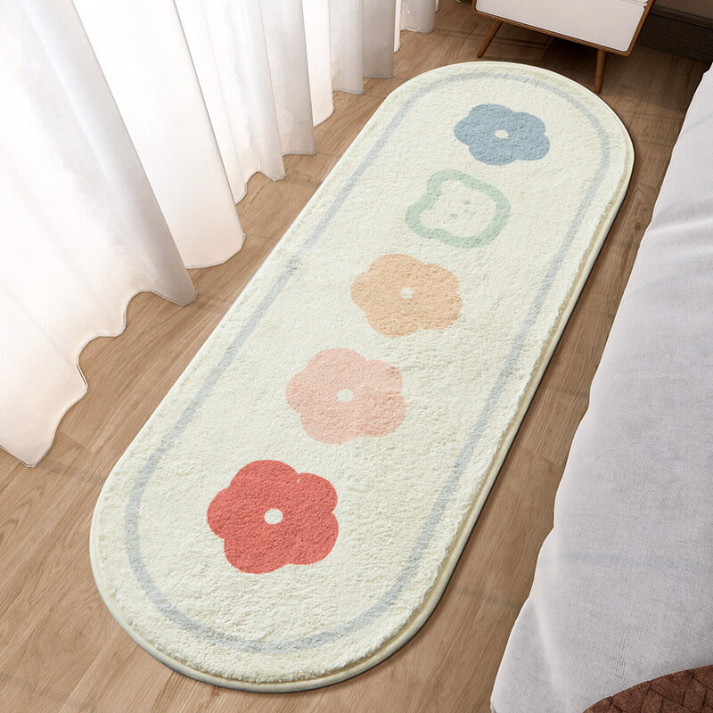 【免運】 臥室床邊地毯卡通ins風床前小地墊客廳房間長條橢圓形加厚床邊毯