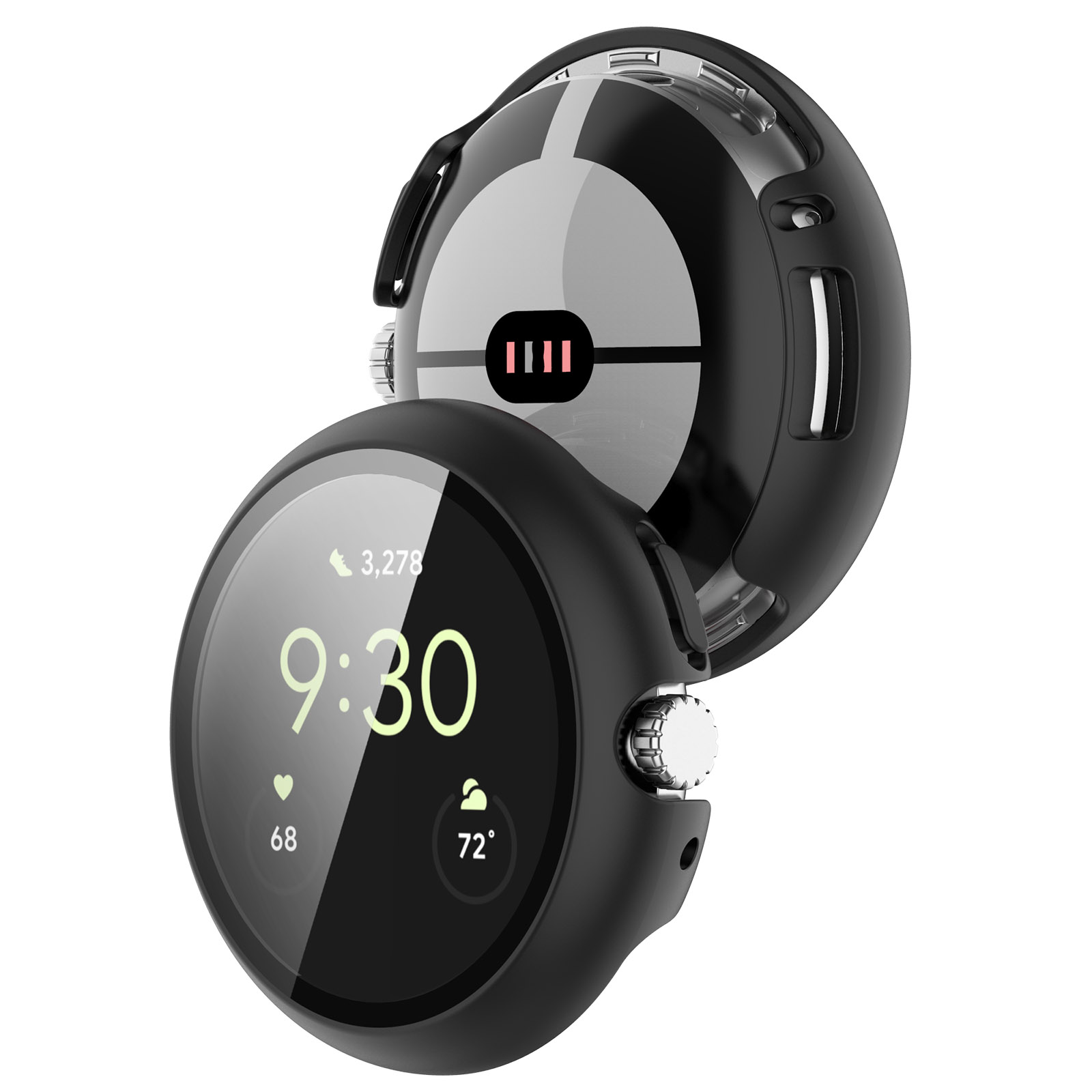 PC+鋼化玻璃一體錶殼】Google Pixel Watch 1 / 2 通用手錶保護殼硬殼