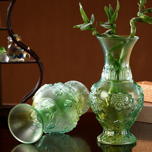 免運 快速出貨 供佛花瓶 玻璃琉璃花瓶擺件 客廳 插花 佛堂蓮花佛前一對透明花瓶 母親節禮物