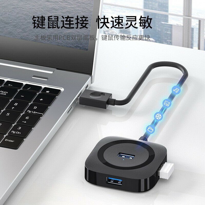 usb分線器HUB3.0集線器筆記本電腦一拖四擴充套件U盤多介面延長拓展塢【宜家良品百貨】