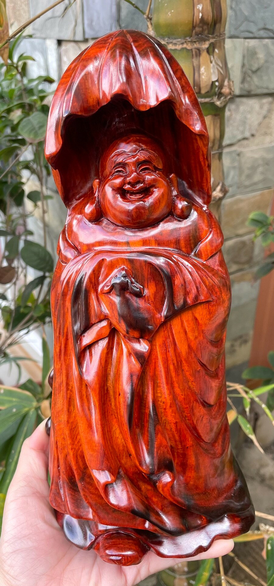 整木根雕 大紅酸枝紅木彌勒佛 酸枝木一團和氣佛像