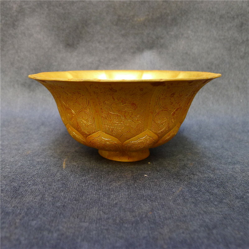 古董古玩熱賣收藏大唐貞觀鍍金碗手工雕花制作精美特價| 協貿國際日用品