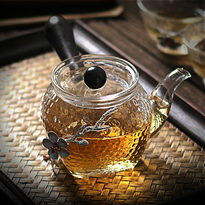 輕奢錘紋玻璃茶壺耐熱加厚功夫茶具套裝家用小透明茶器茶道配件泡