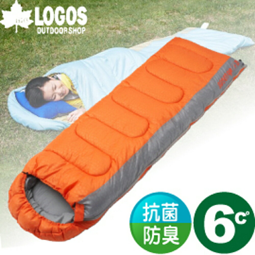 【LOGOS 日本 LOGOS 6度 抗菌防臭丸洗睡袋 橙】72600880/化纖睡袋/睡袋/登山/露營睡袋