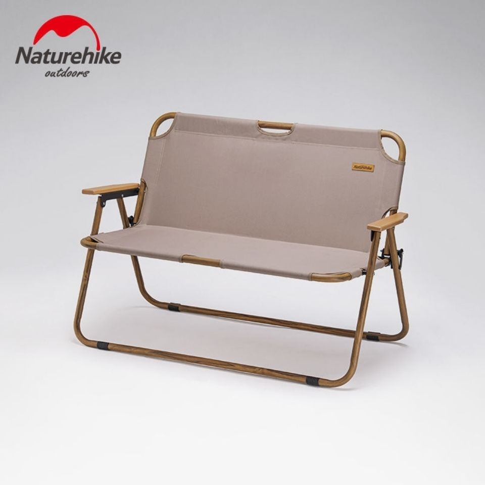 Naturehike挪客戶外木紋雙人椅可折疊便攜式靠背鋁合金露營椅子