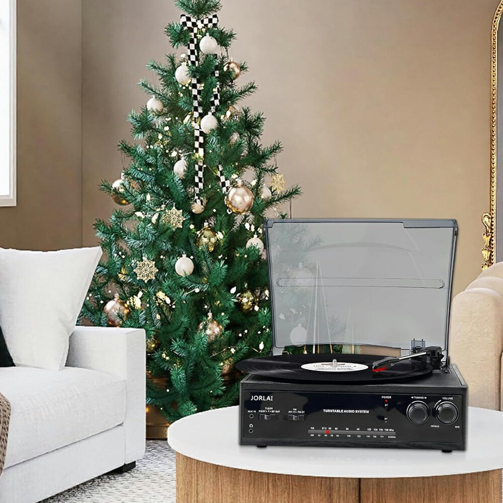 JOPOSTAR  雙藍牙復古轉盤 黑膠唱片機  AMFM收音機 RCA 輸出 內建喇叭