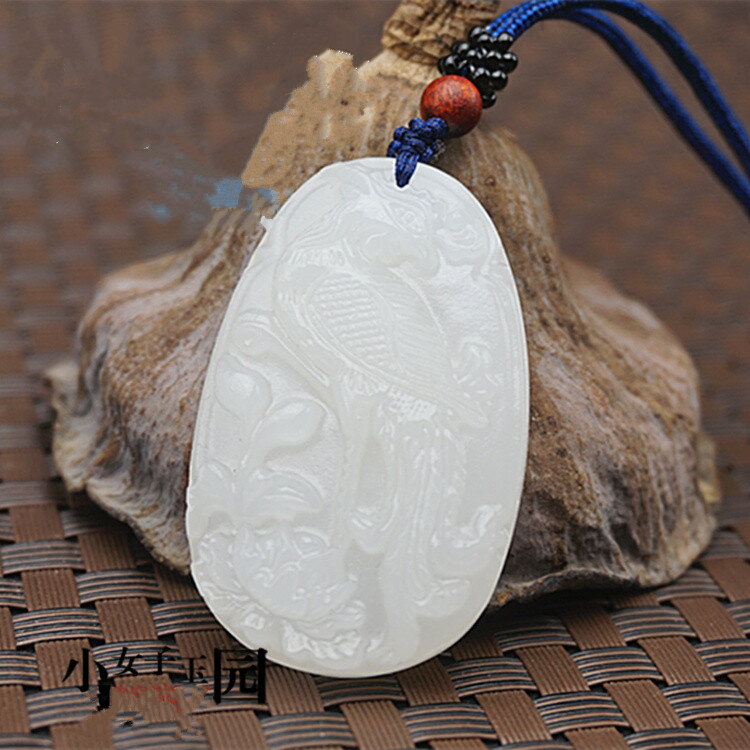 純玉墜白玉鳳凰吊墜男女款鳳凰戲牡丹玉掛件玉佩項鏈墜飾品| 協貿國際