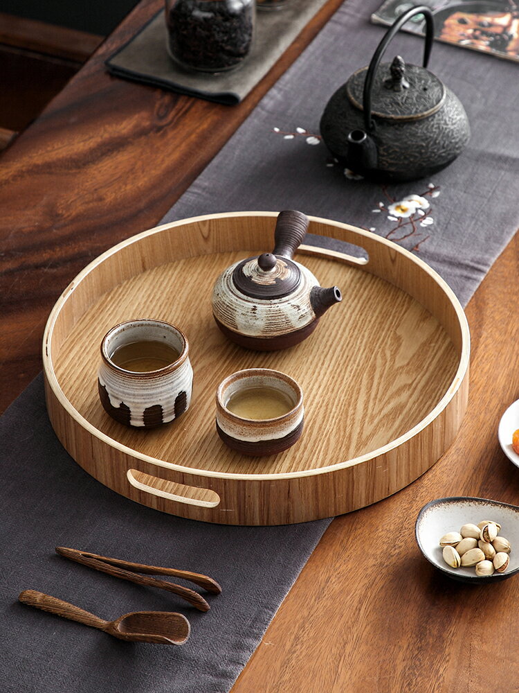 日式托盤長方形茶盤木餐盤 家用點心盤茶杯水杯木質托盤