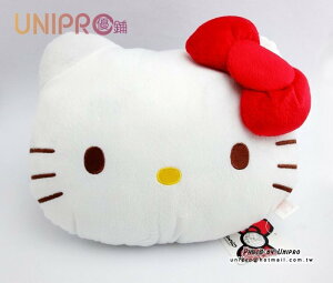 【UNIPRO】Hello Kitty 凱蒂貓 大臉 紅色蝴蝶結 頭型 午安枕 28公分 禮物 三麗鷗正版授權