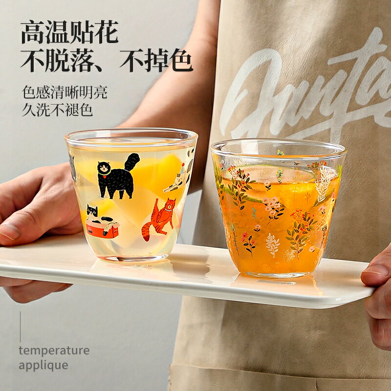 墨色夏季水杯玻璃杯高顏值ins風清新可愛少女杯子家用果汁飲料杯