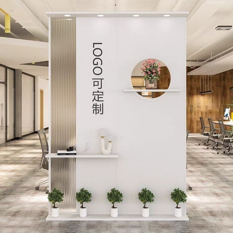 免運/可開票 快速出貨 辦公室企業形象墻鐵藝格柵隔斷簡約現代裝飾客廳公司背景墻置物架