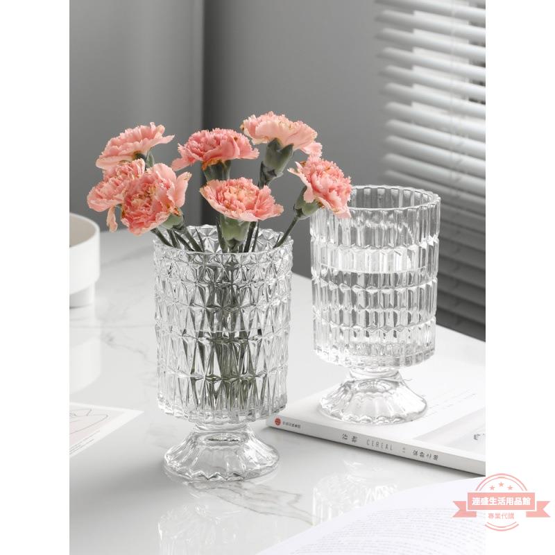 創意水晶玻璃花瓶透明輕奢擺件歐式水養插花鮮花瓶餐桌客廳裝飾品