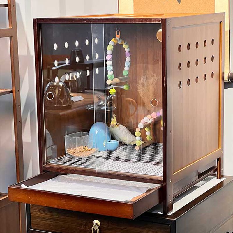 免運 寵物籠子 抽屜式飼養箱蘆丁雞用品推拉門鸚鵡透明保溫鳥籠爬寵蜜袋鼯寵物箱 可開發票 快速出貨