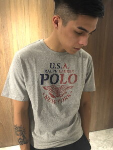 美國百分百【Ralph Lauren】T恤 男衣 RL 短袖 上衣 T-shirt Polo LOGO 灰色 J259