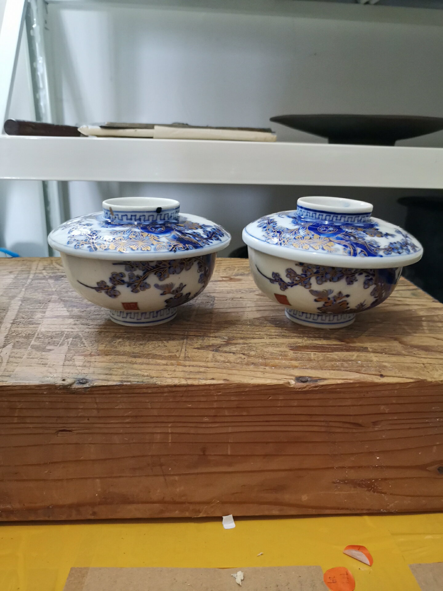 日本迴流瓷器古董成化年制款明治時期青花手繪蓋碗，畫工發色一流