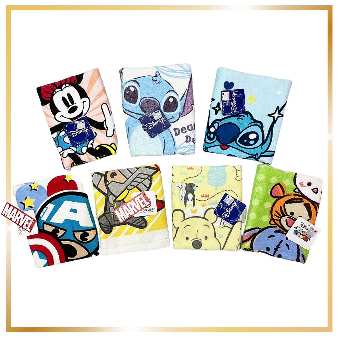 Disney 迪士尼 兒童毛巾 幼稚園毛巾 洗臉毛巾 米妮 史迪奇 奇奇蒂蒂 維尼熊 曼威 1