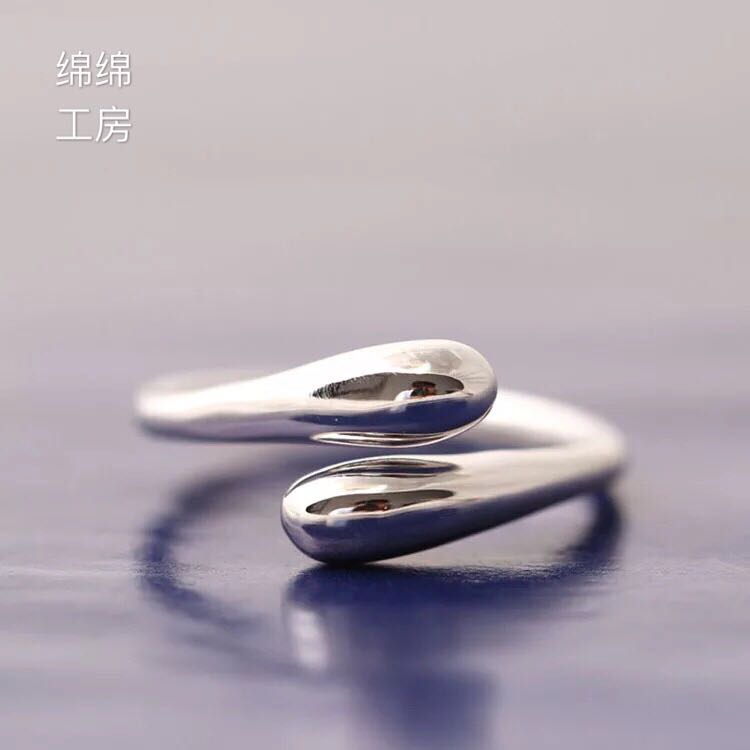 韓版情侶對戒925純銀簡約光面開口戒指女時尚百搭手飾 可愛個性