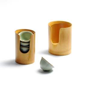 免運 茶具系列 孟宗竹制圓形杯架創意疊式原竹杯架品茗杯收納架茶具配件