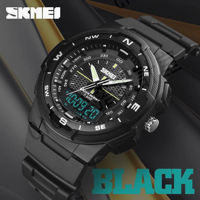 Skmei 1454 男士軍用手錶石英電子手錶 Reloj PU 防水精美禮品手錶【亞德機械五金家居】