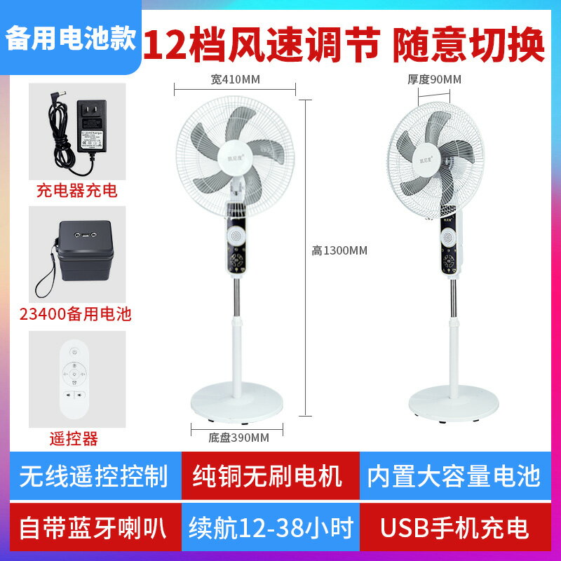 {可打統編 保固一年}18寸充電風扇超長續航大風力太陽能戶外大電池便攜式大功率落地扇 0