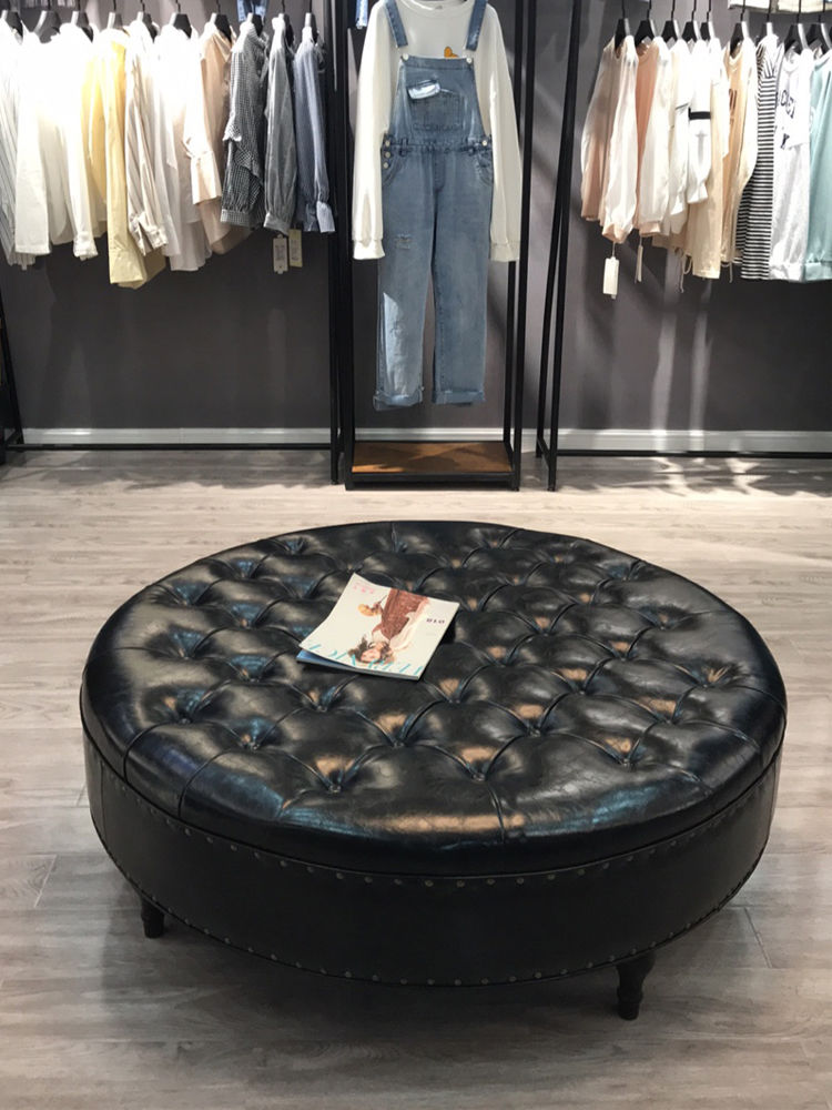 臺灣公司貨 免運 意式高階服裝店沙發凳歐式圓形腳踏衣帽間高檔家用網紅簡約圓凳 快速發貨