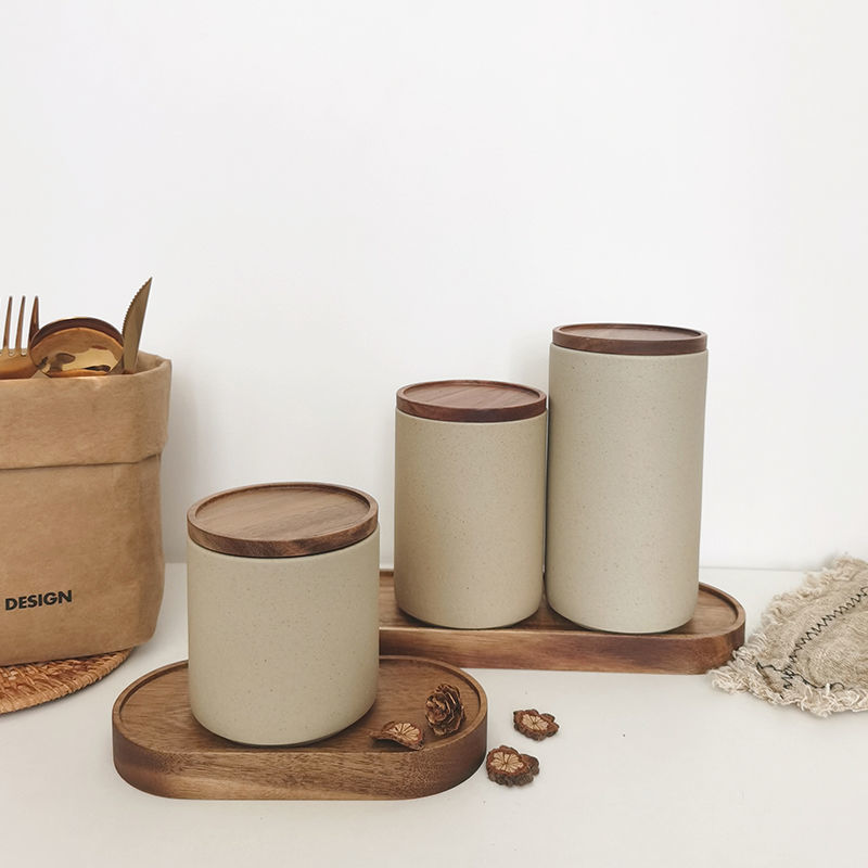 茶葉罐 日式粗陶茶葉密封罐復古陶瓷家用咖啡豆儲物罐花茶防潮收納儲存罐