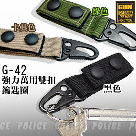 [ GUN ] 強力萬用雙扣鑰匙圈(軍綠/卡其/黑色) / G-42