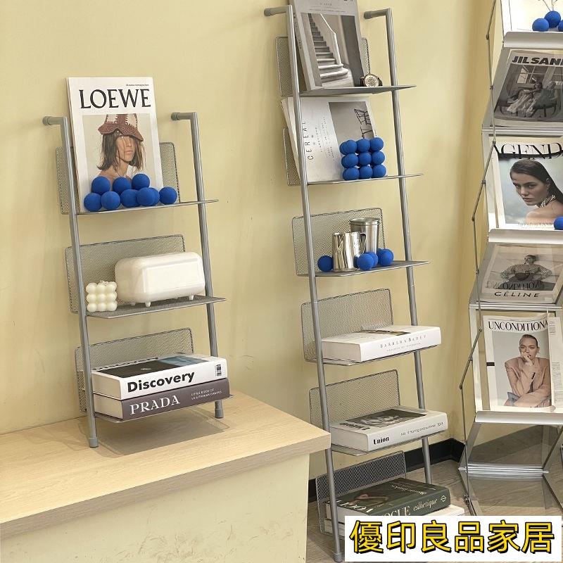 開立發票 【書架落地ins風】高顏值 中古書架臥室置物架子落地式房間客廳雜誌架ins風靠牆上多層書櫃 落地書架 書櫃YPHyylp0618