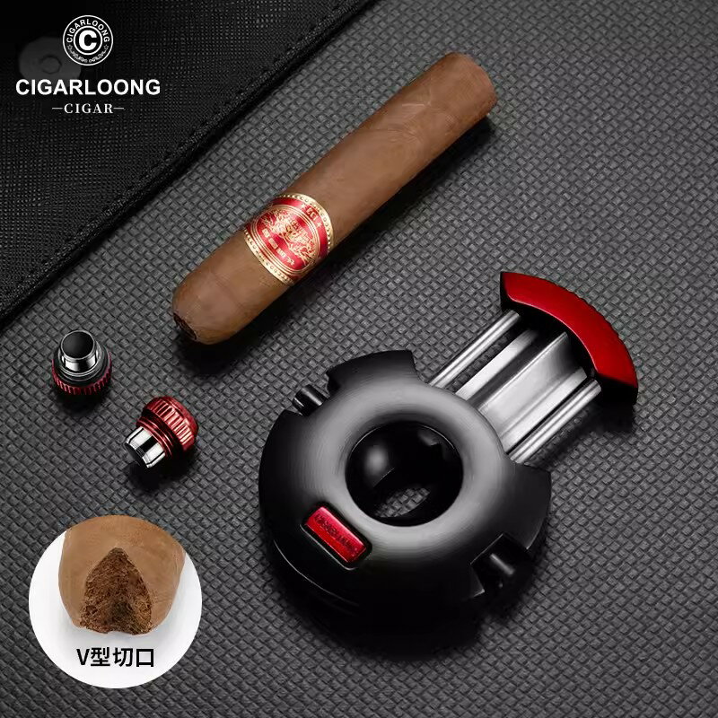 雪茄剪 茄龍不鏽鋼鋒利刀刃便攜雪茄剪太空圓形雙刃雪茄剪刀