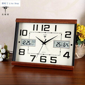 北極星萬年曆座鐘表鬧鐘客廳靜音電子日曆時鐘溫度檯鐘掛鐘石英鐘
