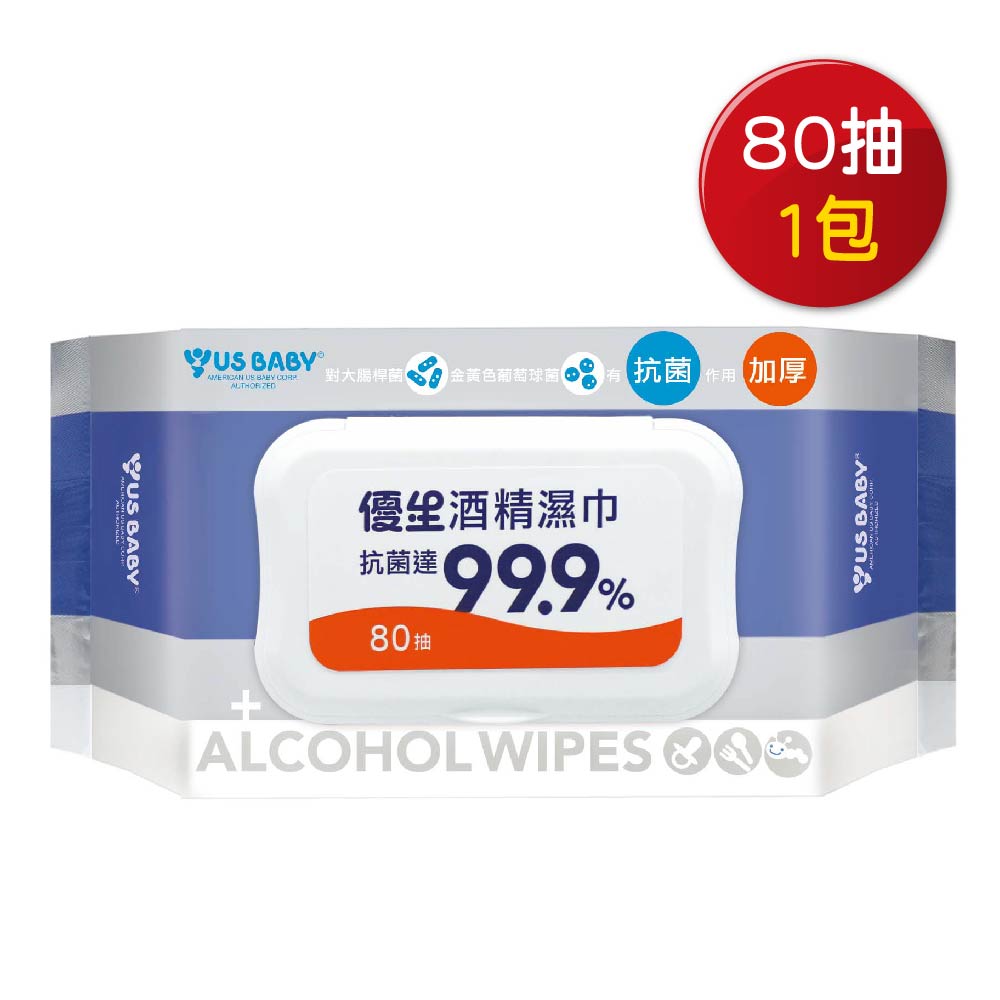 優生 超厚型抗菌酒精濕巾(80抽1包入)【甜蜜家族】