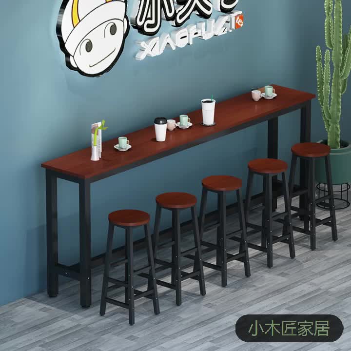 長條桌 簡約長桌 咖啡桌 客製化靠牆吧檯桌家用陽臺吧檯靠窗桌酒吧桌奶茶店高腳桌椅長條桌窄桌子『xy13858』